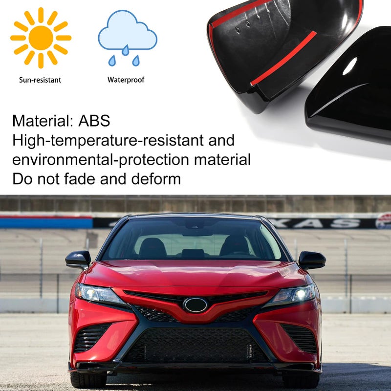 سي كيه إي CKE متوافق مع Toyota Camry 2025 2024 2023 2022 2021 2020 2019 2018 ملحقات السيارة الخارجية للباب الجانبي للرؤية الخلفية غطاء حماية للمرآة - أسود لامع - Image 3
